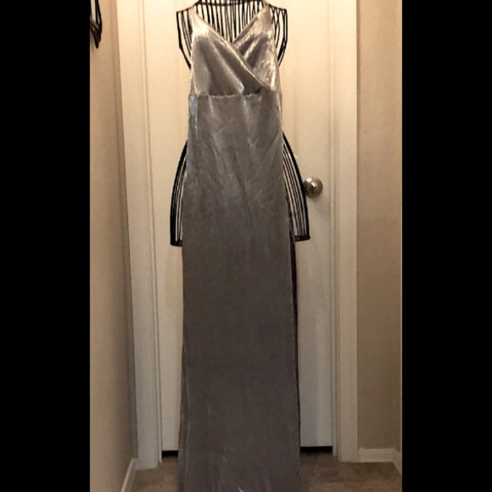Boohoo Silver Long Dress